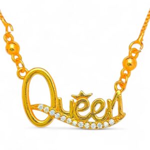 Sparkling Queen Gold Plated Chain Pendant Necklace For Women Girls & 6 Month Warranty*